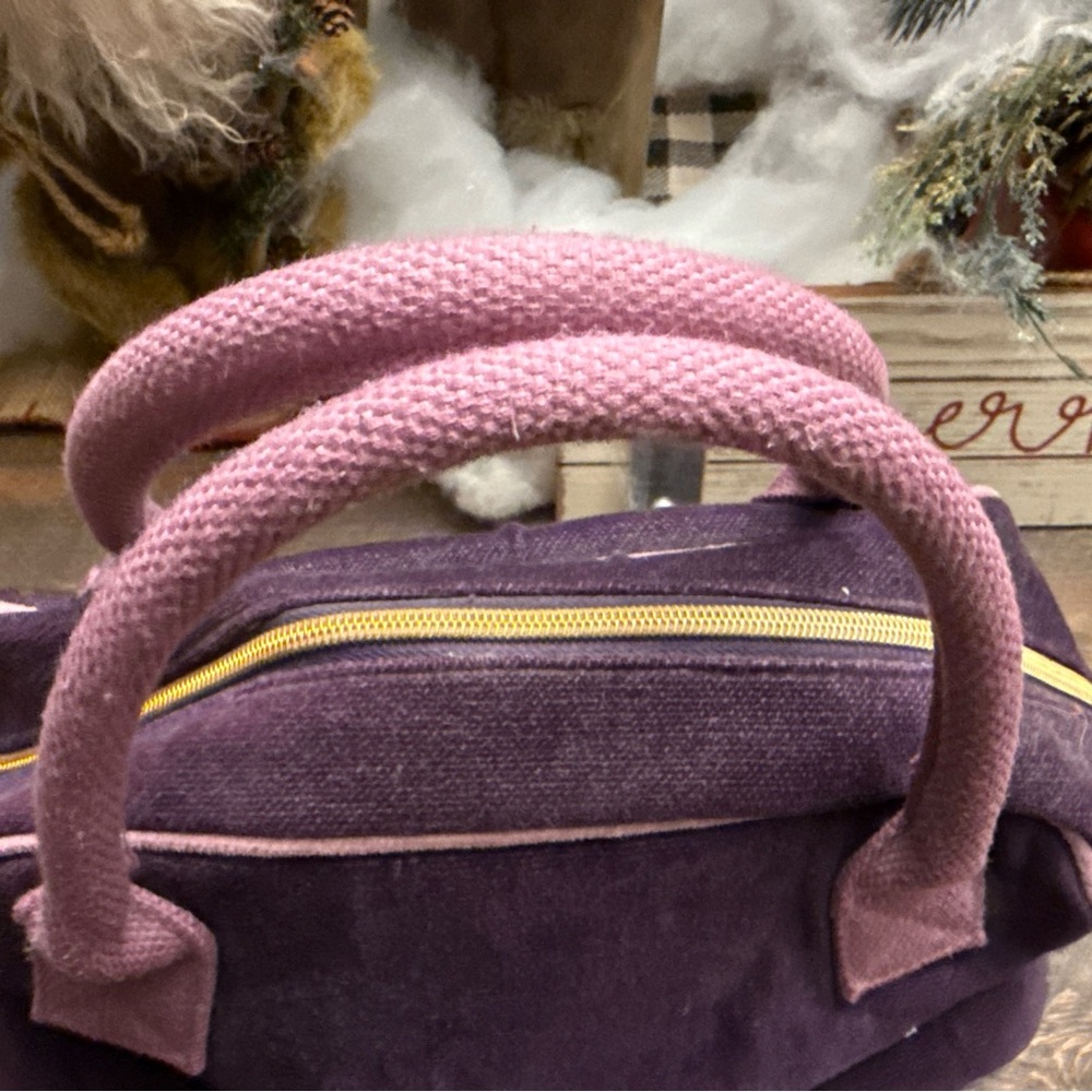 Vintage Y2K 1990’s Victoria's Secret Handbag Purple Velvet Satchel Bag Cosmetic - Picture 5 of 14